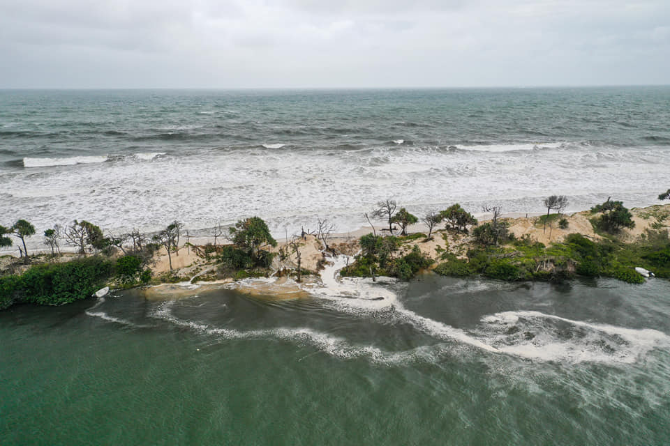 Bribie breach Powerful seas cut fragile island in two