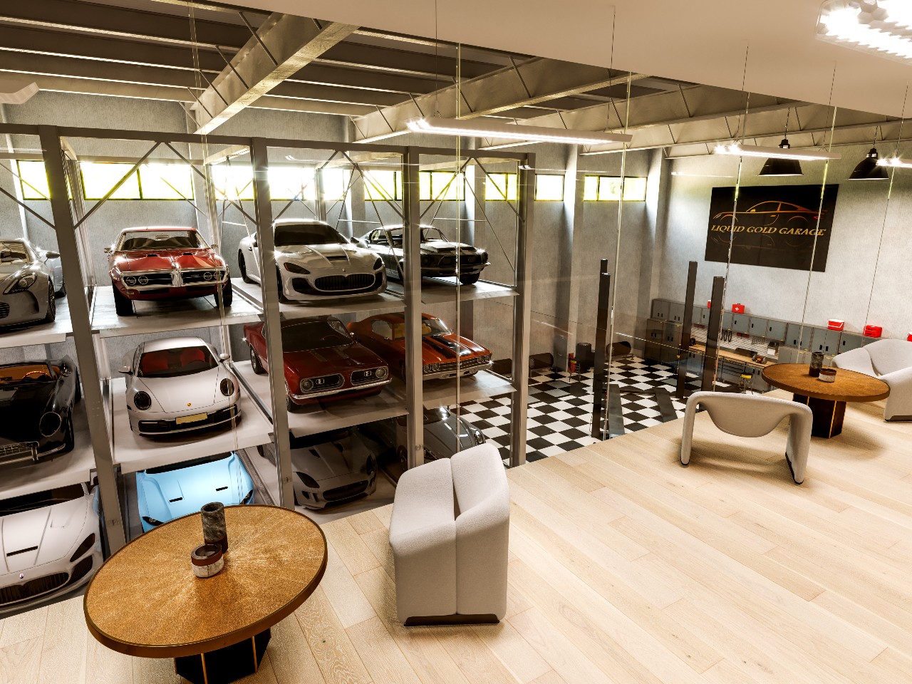 Golden garage that will take luxury car care to next level