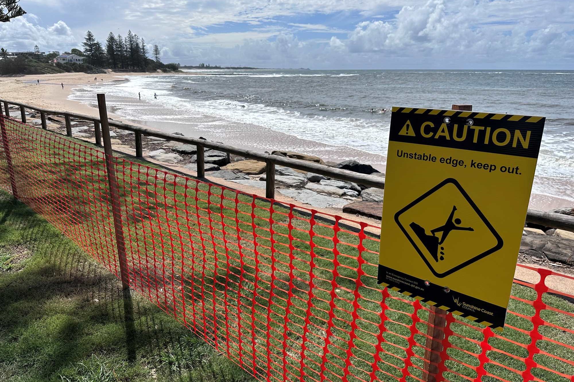 Moffat Beach seawall.