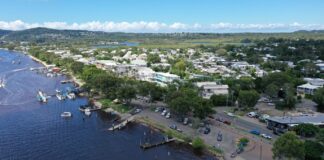 An aerial image of the boat ramp at Gympie Terrace, Noosaville.