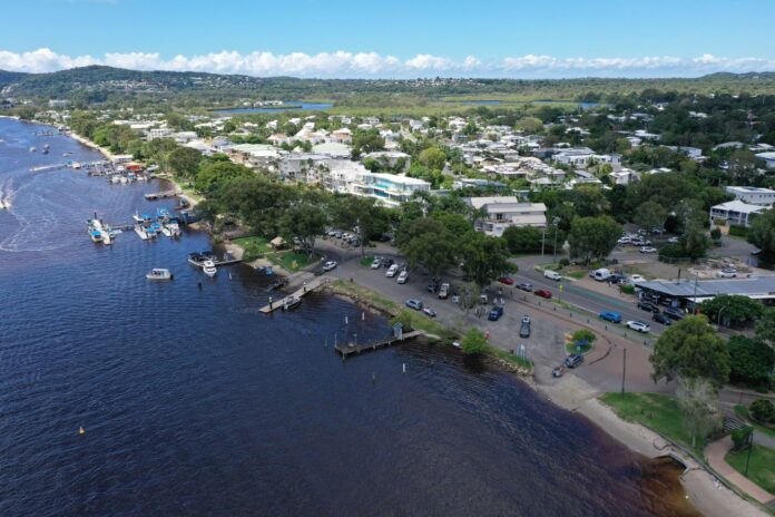 An aerial image of the boat ramp at Gympie Terrace, Noosaville.