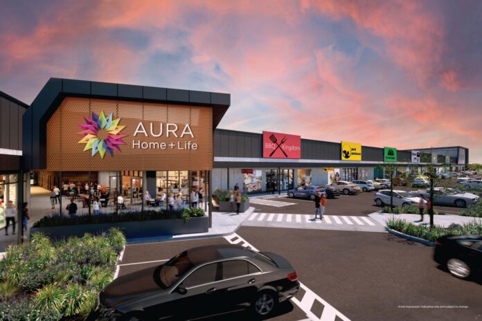A render of the Aura Home + Life centre and car parks.