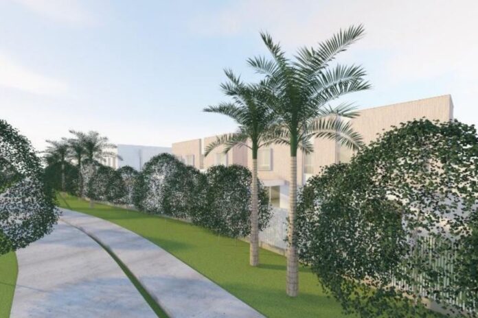 An impression of the proposed townhouses shows them beside a road and gardens. Picture: Jared Poole Design/Town Planning Alliance.