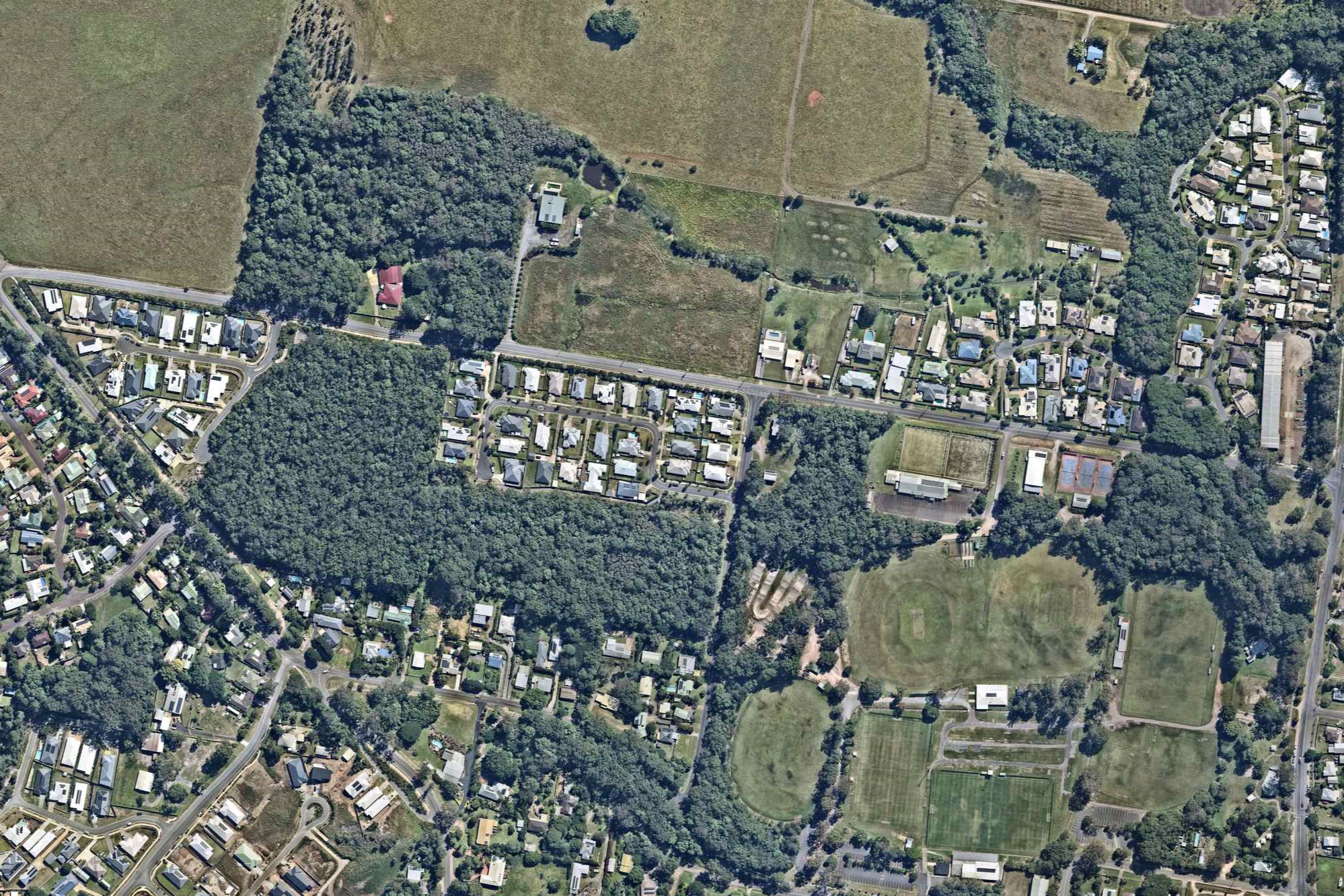 An aerial image of Steggalls Road at Yandina.