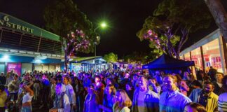A crowd of people on Ocean Street for the start of the 2025 Horizon Festival.