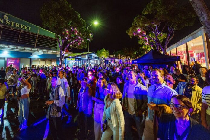 A crowd of people on Ocean Street for the start of the 2025 Horizon Festival.
