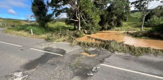 Parts of Middle Creek Road are washed away.