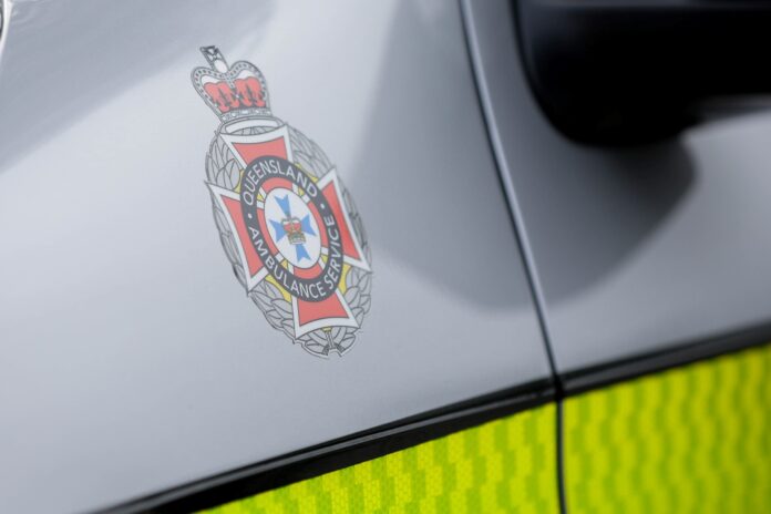 The QAS logo on the side of an ambulance. Picture by AAP.