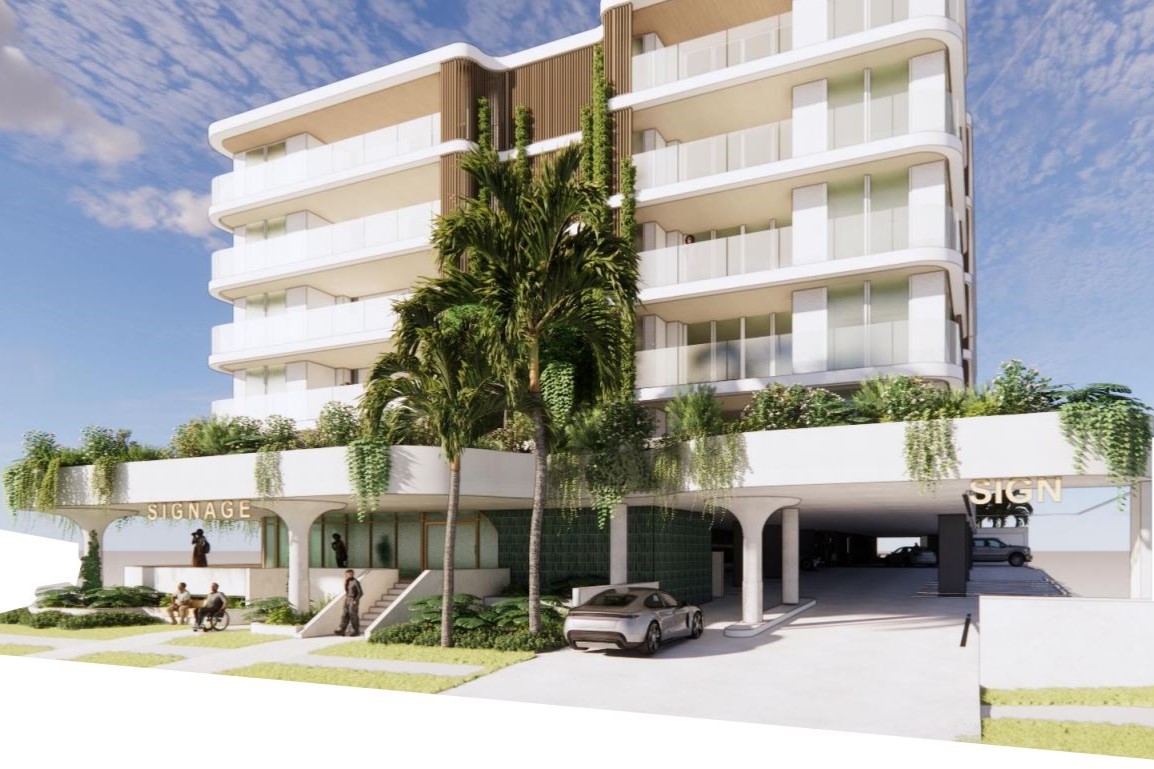 An artist impression of a six-storey apartment block.