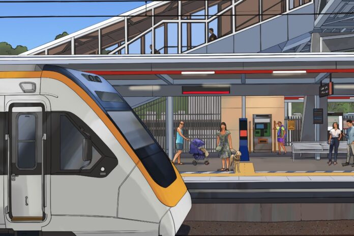 An impression of a train station.