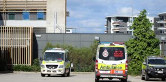 Ambulances at Sunshine Coast University Hospital.