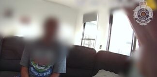 A man, pictured seated on a lounge chair, was arrested by police. Picture by QPS.