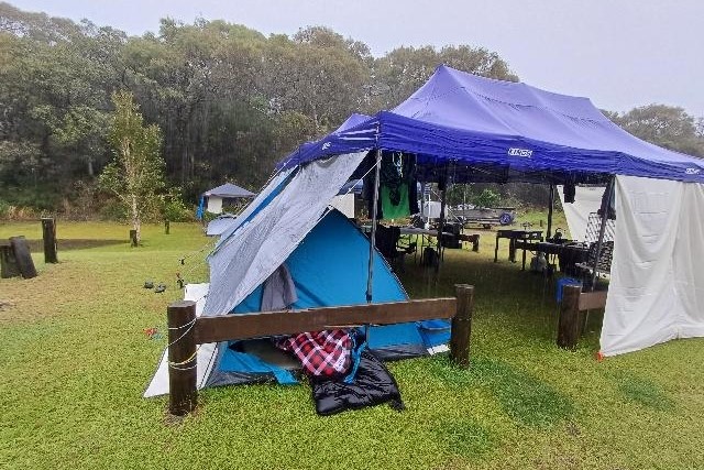A campsite targeted by dingoes.