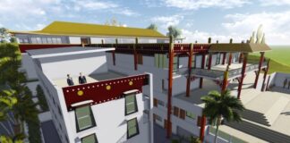 An impression of the approved building at the Chenrezig Institute.