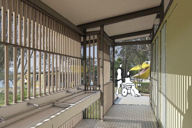 An impression of the toilet block.