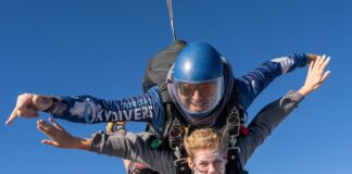 Tandem skydivers.