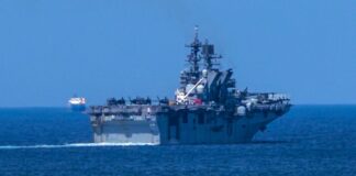 USS America off the Caloundra coastline. Picture: Bluey's Photography. Picture: Bluey's Photography.