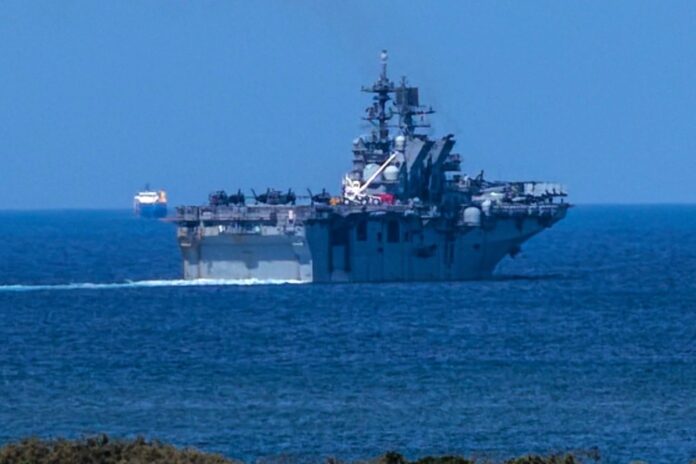 USS America off the Caloundra coastline. Picture: Bluey's Photography. Picture: Bluey's Photography.
