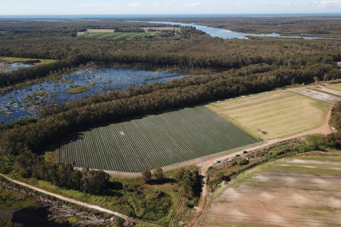 An aerial view of the potential Coochin Fields music festival site.