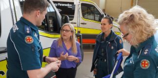 Caloundra MP Kendall Morton with emergency services workers.