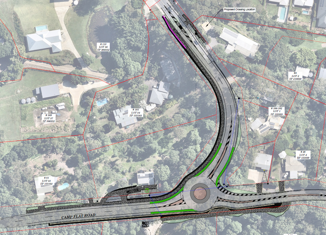 A map showing where improvements will be made to Camp Flat Road.
