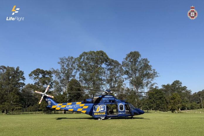 A LifeFlight in a clearing. Picture: LifeFlight.