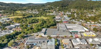 An aerial photo of Nambour CBD.