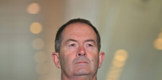 Liberal member Andrew Wallace at a press conference last year. Picture: AAP.