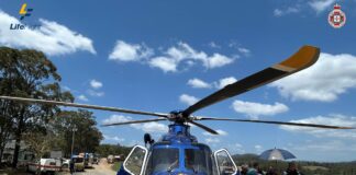 The LifeFlight helicopter crew landed near the scene of the incident at Imbil. Picture: LifeFlight.