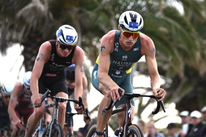 Matt Hauser won the World Triathlon Championship Series at Wollongong in October. Picture: AAP.