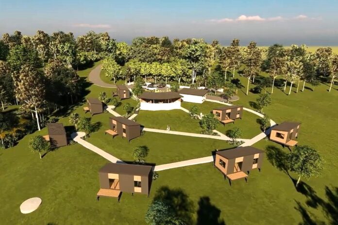 The village will feature eight cabins, communal areas and a playground.