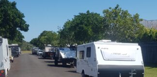 Parked caravans and trailers. Picture: Rosalie Cashin.