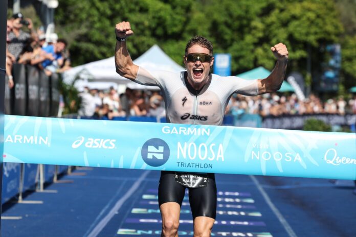Matt Hauser won the Noosa Triathlon. Picture: Korupt Vision.