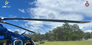 A LifeFlight rescue crew landed at a golf course, near the scene of a crash. Picture: LifeFlight.