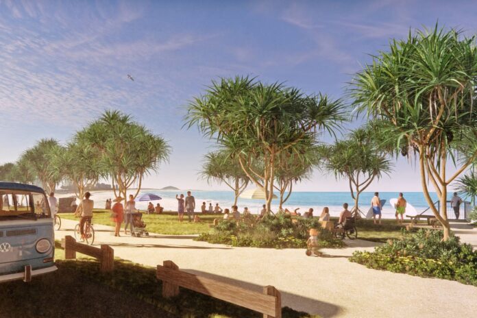 A render of the path near one of the region's top surfing locations at Alexandra Headland.