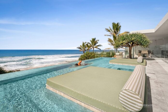 The pool at a home at Sunrise Beach that is believed to be the most expensive on the Sunshine Coast in 2025. Pictures: Tom Offermann Real Estate.