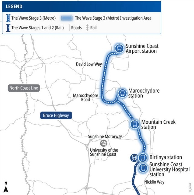 A map of The Wave, including the Stage 3 corridor.