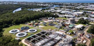 The Kawana Wastewater Treatment Plant, from the air.