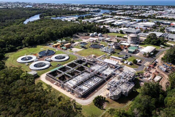 The Kawana Wastewater Treatment Plant, from the air.