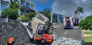 A truck that rolled down an embankment.