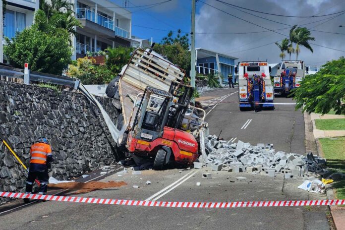 A truck that rolled down an embankment.
