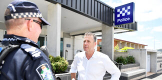 Nicklin MP Marty Hunt outside the Nambour police station.