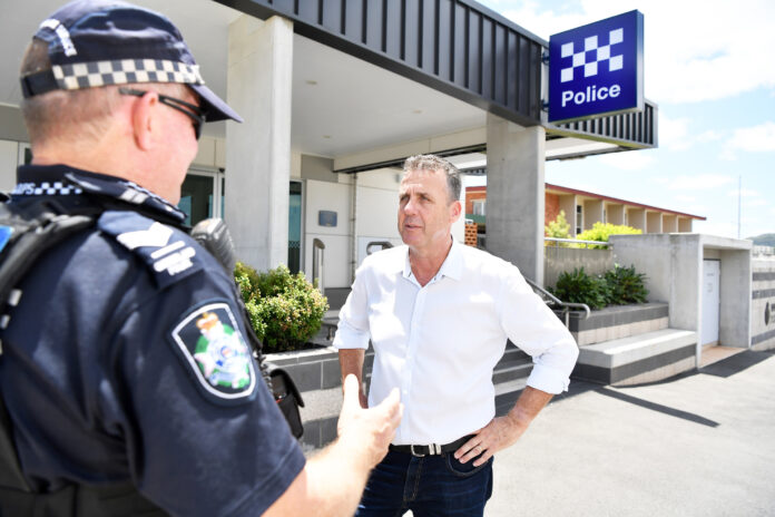 Nicklin MP Marty Hunt outside the Nambour police station.