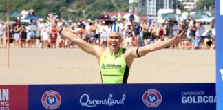 Tiarnee Massie celebrates as she gets to the finish line.