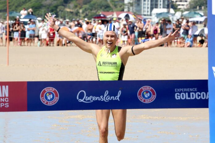 Tiarnee Massie celebrates as she gets to the finish line.