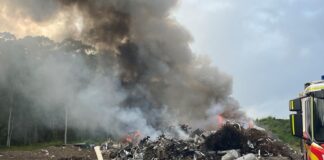 A fire at a Noosa Council waste facility.