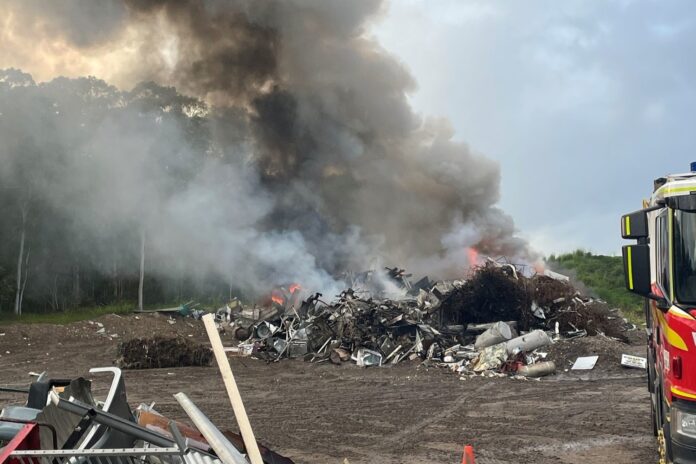 A fire at a Noosa Council waste facility.