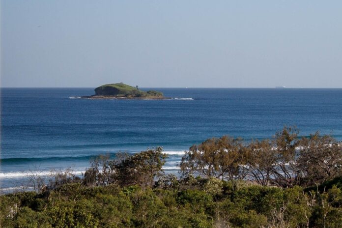 Mudjimba Island, also known as Old Woman Island, just off the coast of Mudjimba Beach.