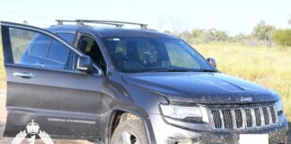 A police photo of the Jeep Cherokee near the Northern Territory's Tennant Creek.