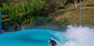Former world surfing champion Joel Parkinson at a Wavegarden Cove facility.